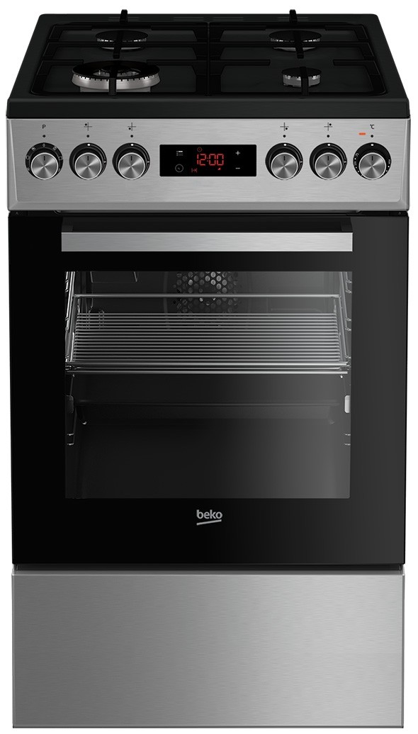 Aragaz Beko FSM51331DXDT, Mixt, Clasa energetica A, 4 arzatoare, 8 functii, Inox