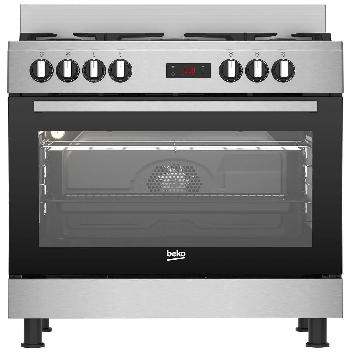 Aragaz Beko GM15325DX, Mixt, Clasa energetica A, 5 arzatoare, 7 functii, Inox