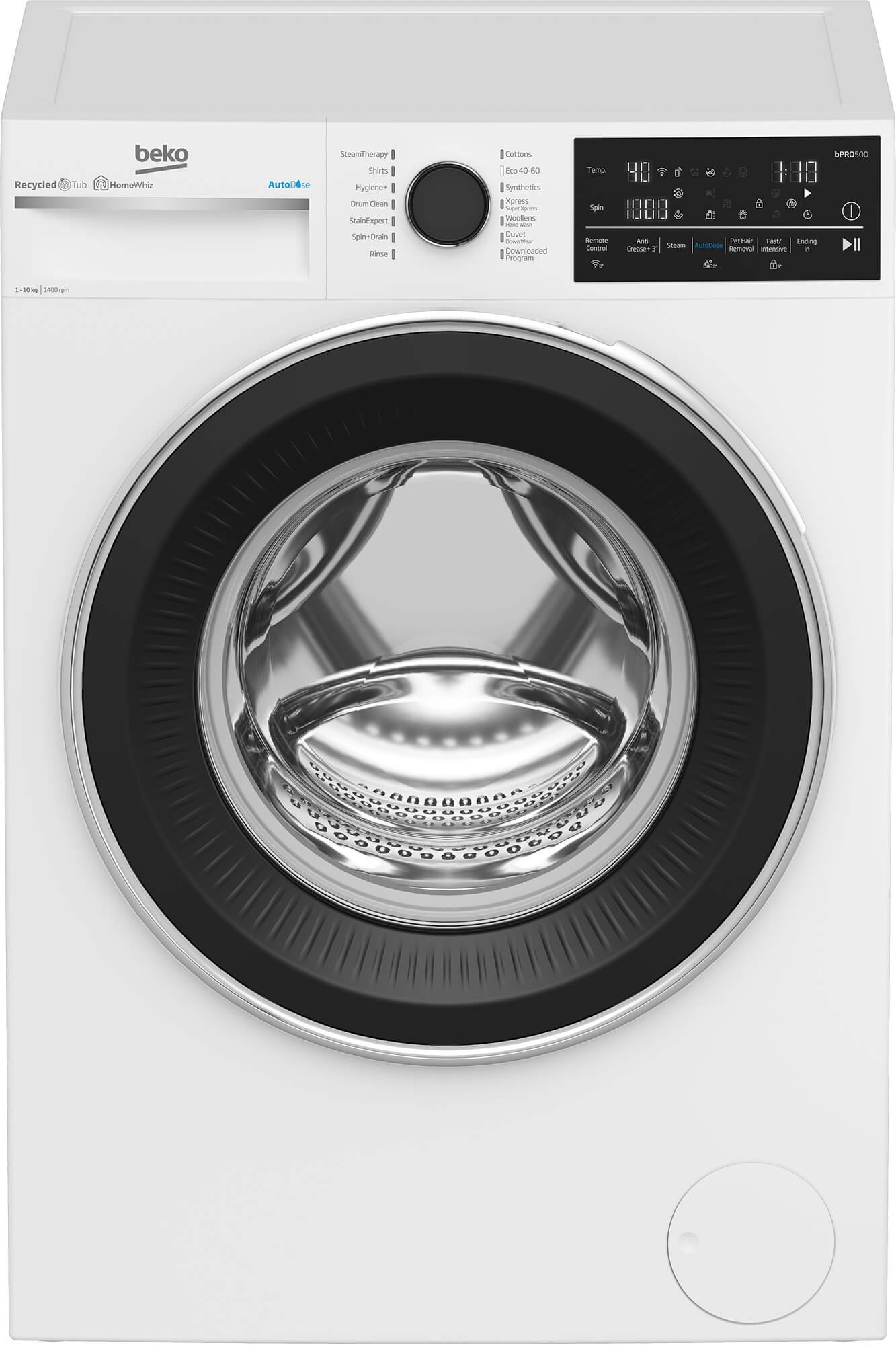 Masina de spalat rufe frontala Beko B5WFT810416, 10 kg, 1400 rpm, Clasa energetica A, White