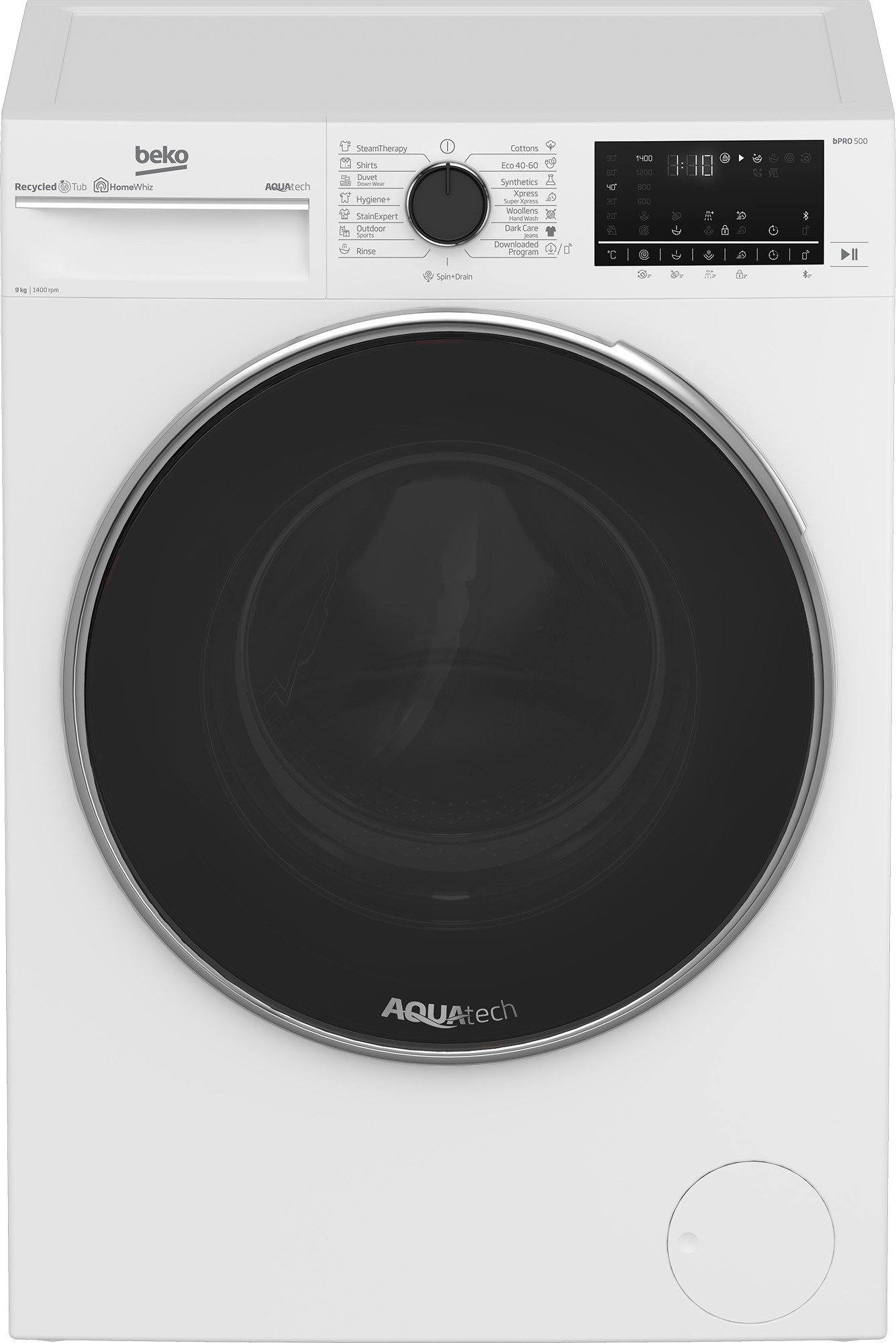 Masina de spalat rufe frontala Beko B5WFU59415W, 9 kg, 1400 rpm, Clasa energetica A, White