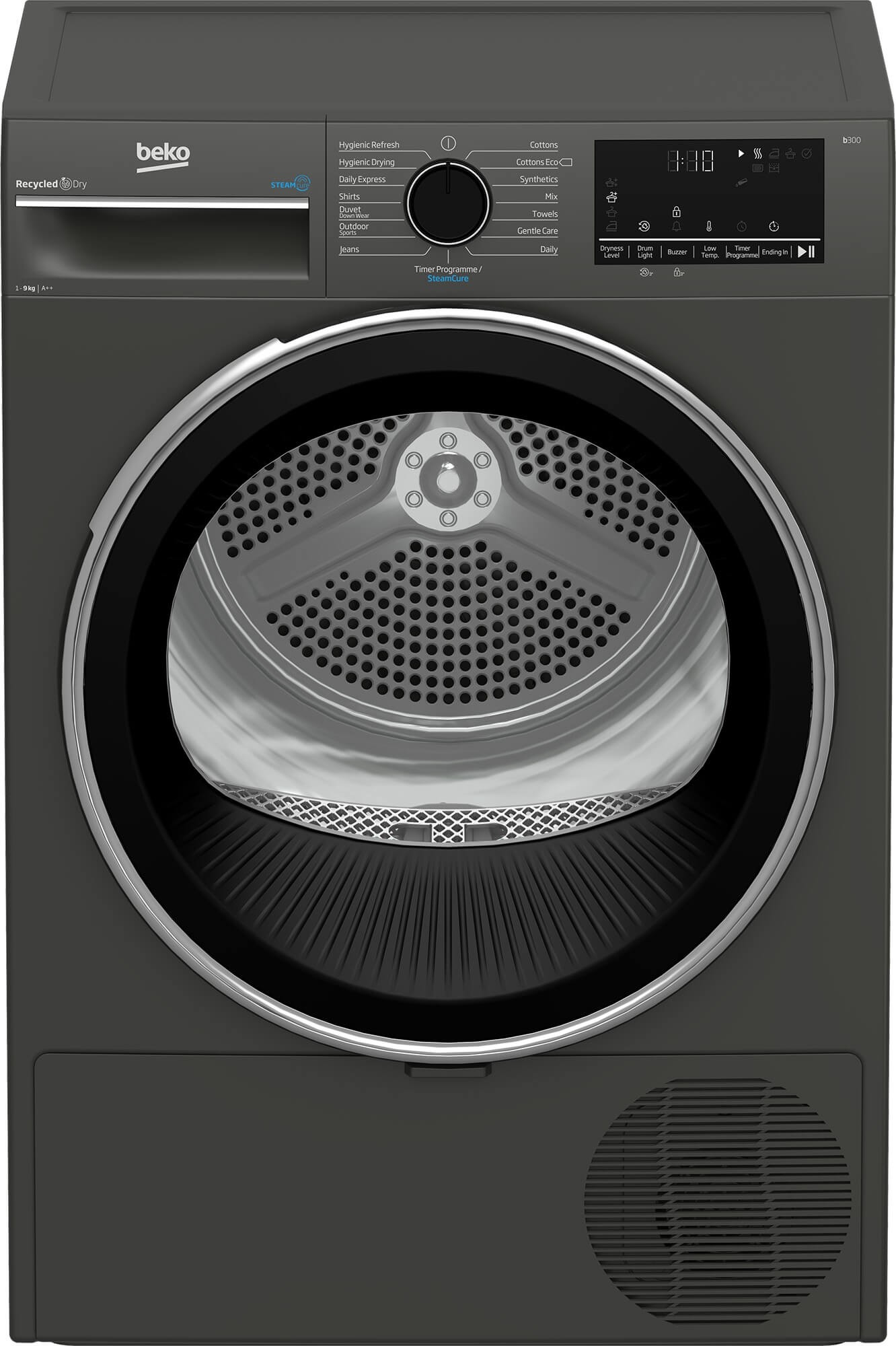 Uscator de rufe Beko B3T43239, Clasa energetica A++, 9 kg, 15 programe, Manhattan Gray